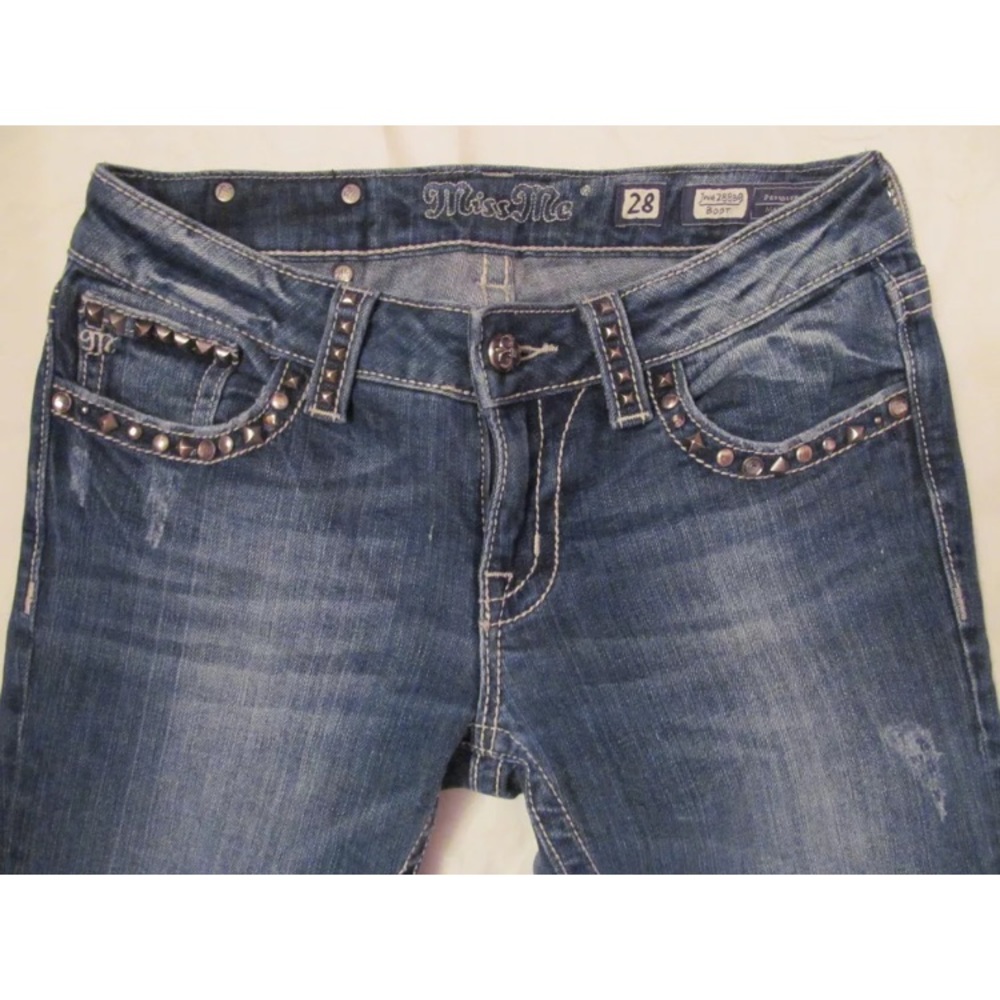Miss Me Flap Pockets Swarovski Studded Boot Jeans View 4
